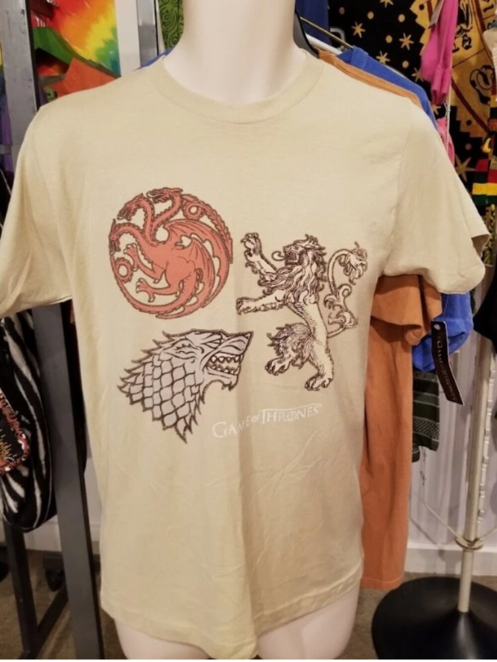 HBO's GAME OF THRONES T-SHIRT House Stark/Targaryen/Lannister Symbols- Small NWT